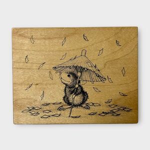 House Mouse Vintage 1998 Confetti Rain Wood & Rubber Stamp 82